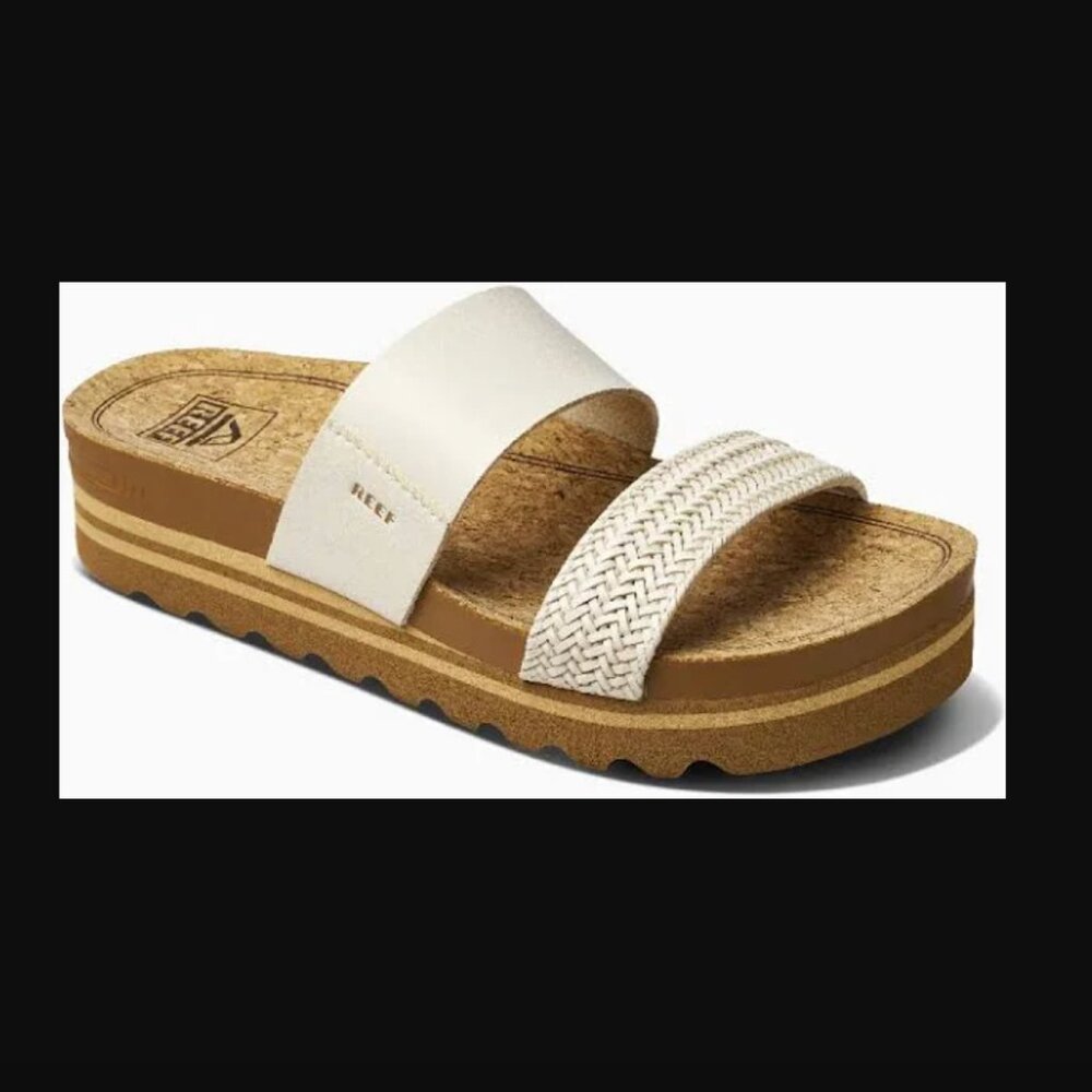 Reef Women's Cushion Vista Hi Sandals Vintage Braid White Cream Sandals NWOT